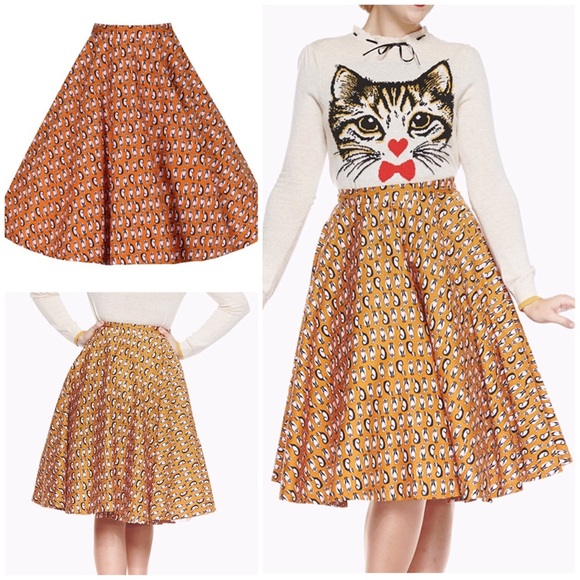 Modcloth Dresses & Skirts - NWT Lindy Bop Peggy Egyptian Cat Print Skirt 6